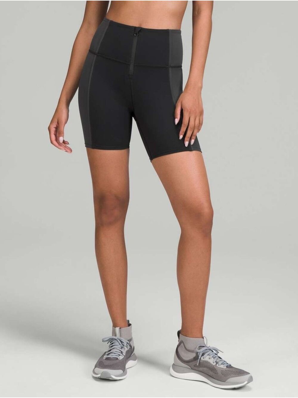 lululemon athletica Black High-Waist Bike Shorts with Front Zip